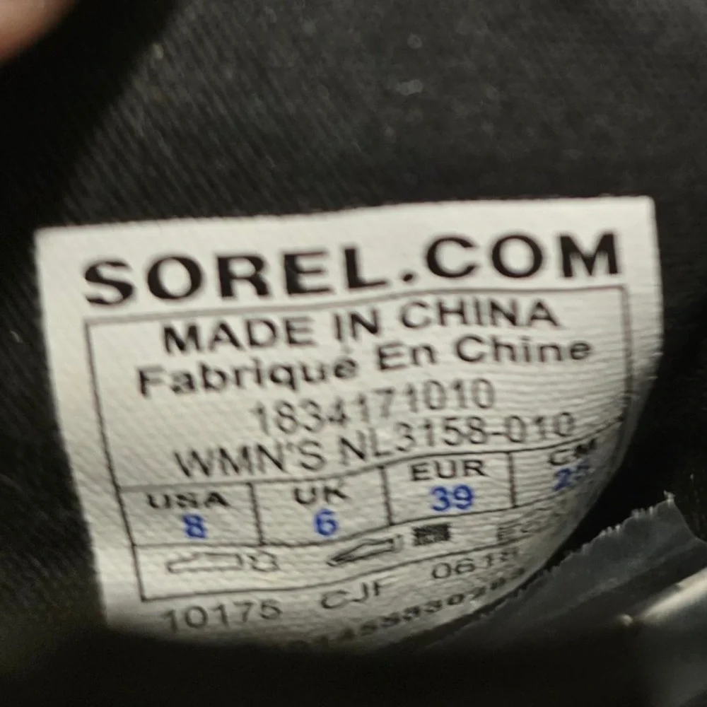 Sorel Ankle Boots Womens 8 Black Leather Side Zip Lug Sole Moto Combat Booties